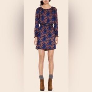 100% Silk Madewell Broadway & Broome Paisley Chocolate Brown Mini Dress